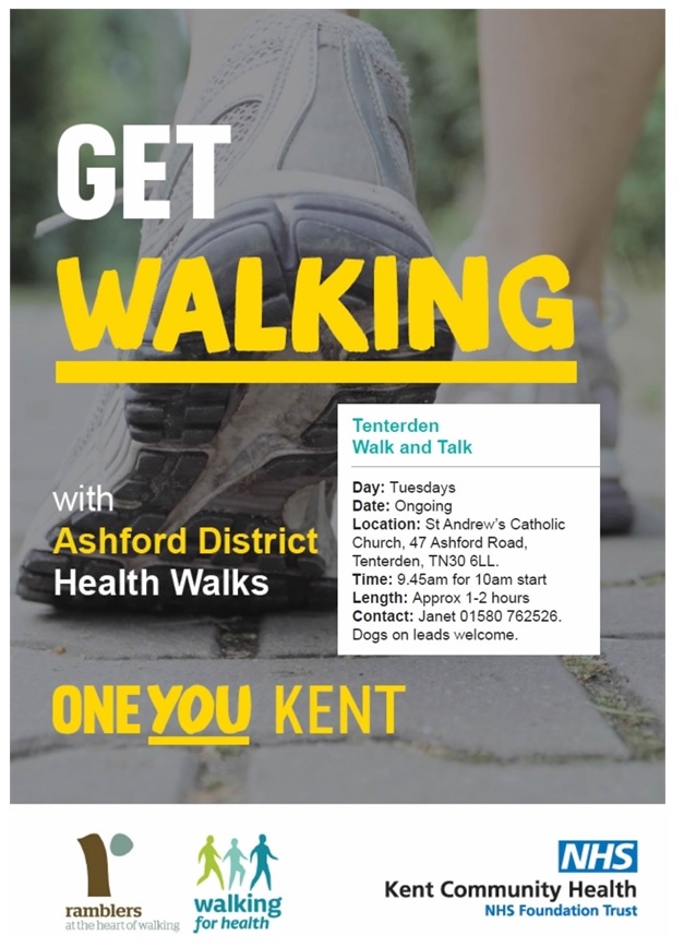 Tenterden Walk and Talk Health Plus Walk Every Tuesday morning 9.45am for a 10am start