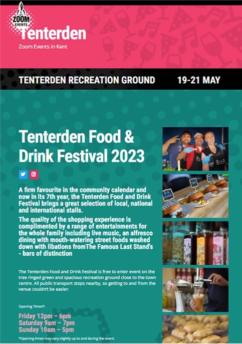 The Tenterden Food & Drink Festival Recreation Ground 19 -21 May 2023