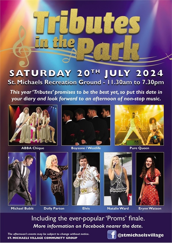 TRIBUTES IN THE PARK SATURDAY 20TH JULY 