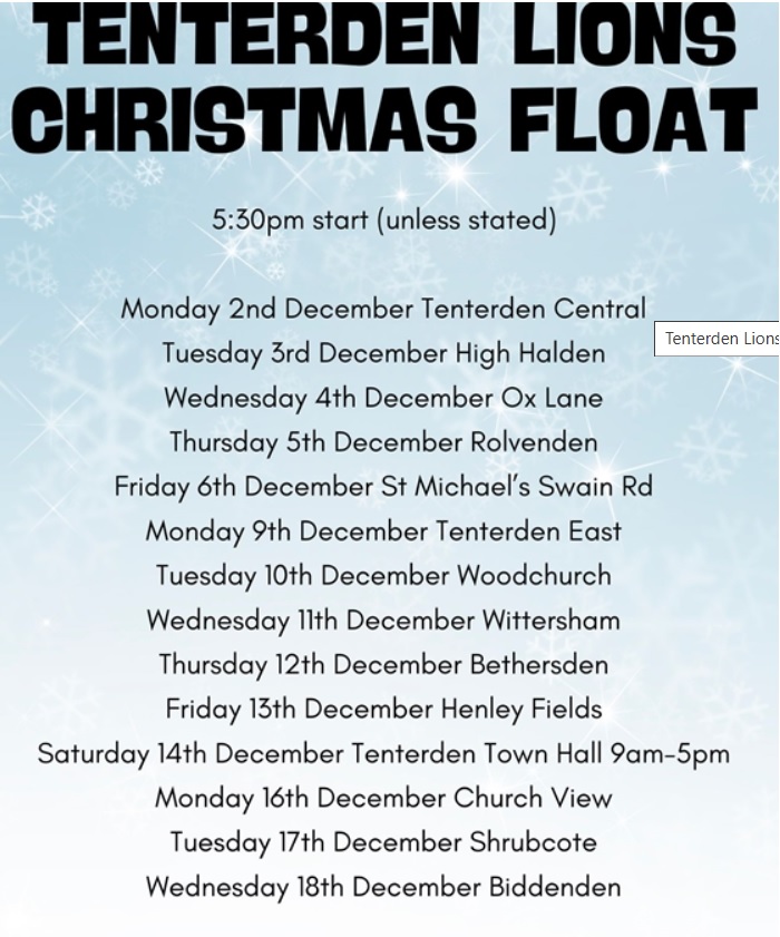 Tenterden Lions Christmas Float 2024  Father Christmas is coming!